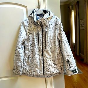 Ladies women’s white grey obermeyer ski snowboard jacket size 8